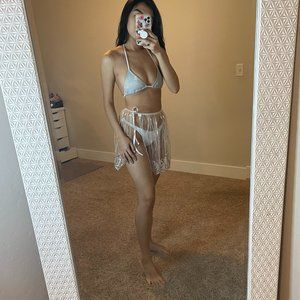 White & Silver Sequin Skirt